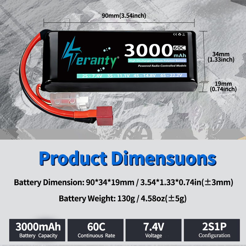Batería Lipo TERANTY 2S 3000mA - Drone Rcs reseña y precio