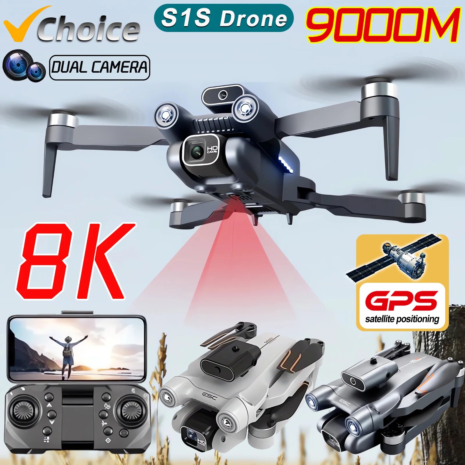 Dron plegable S1S, 5G, Wifi, 4 - Drone S1S Rc Quadcopter reseña y precio