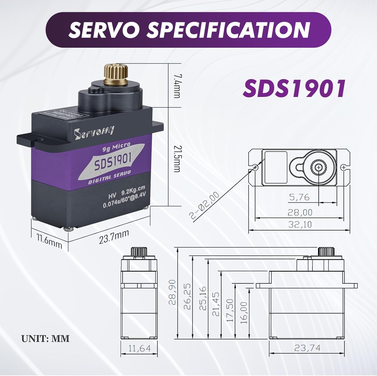 SERVOMY-SDS1901 Digital 9G Mic - Drone Rc Car reseña y precio
